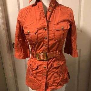 Bebe Orange Safari shirt with removable belt.